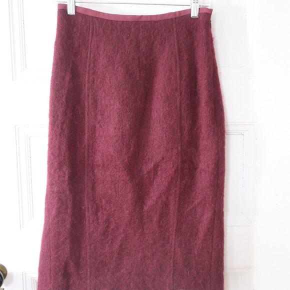 Corey Lynn Calter Red Brushed Wool Midi Pencil Skirt - Picture 1 of 7